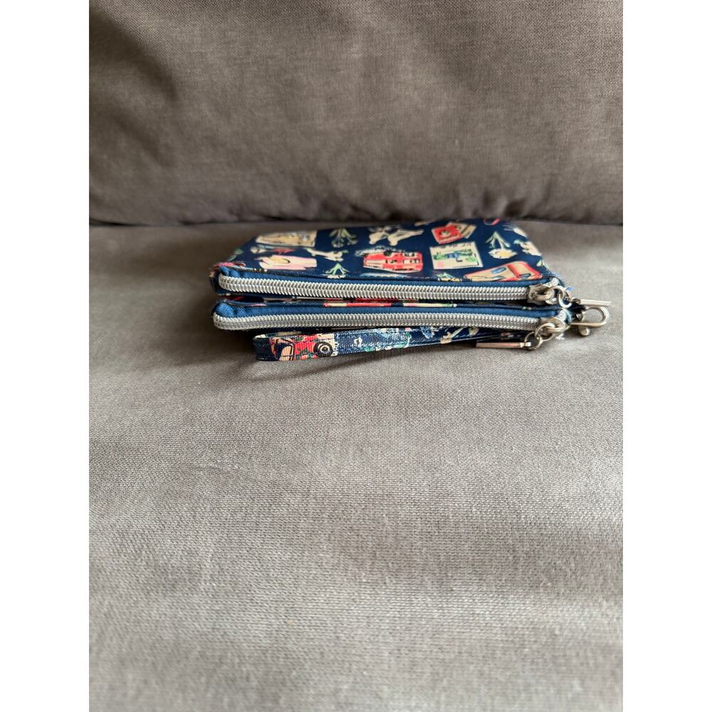 Unbranded Double Zipper Pouch Coated Canvas whimsical Print Wristlet - Picture 3 of 7